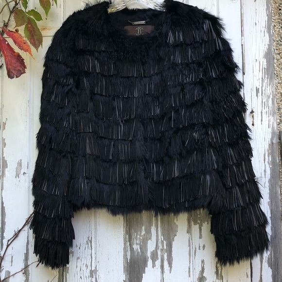 Roberto Cavalli Fur Leather Fringe Jacket 40 S M - Picture 4 of 14